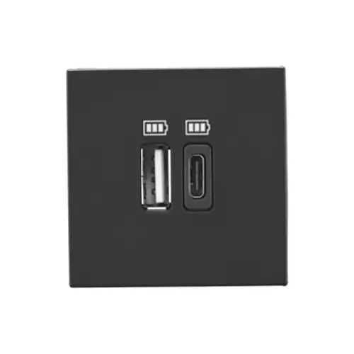 Legrand USB Charger Socket Allzy 3000 mA 2 Module Matt Black, 6812 70