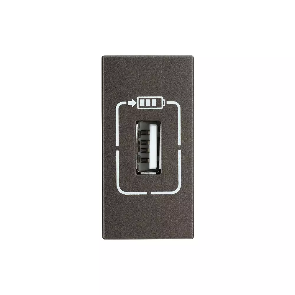 Legrand USB Charger Type A Myrius Charcoal Grey 1500 mA 1 Module, 6794 88