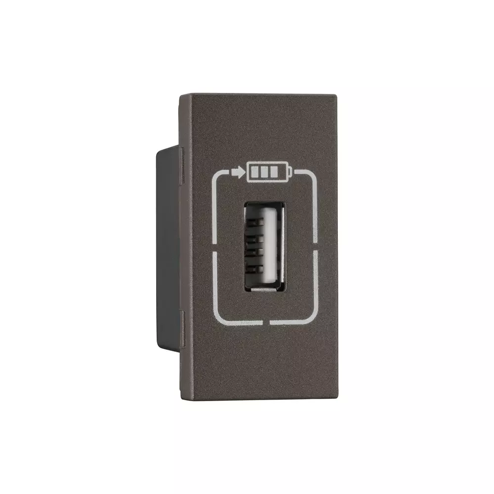 Legrand USB Charger Type A Myrius Charcoal Grey 1500 mA 1 Module, 6794 88