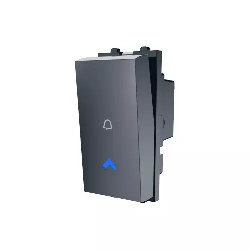 Cona Estella Bell Push With Blue LED Indicator 10 A Polycarbonate Black, 19011