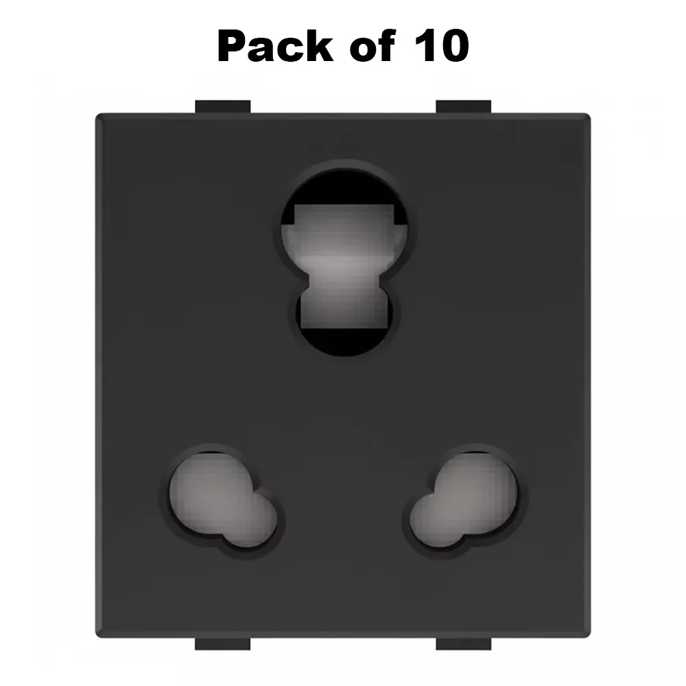 K9 Socket With Safety Shutter 2 Module 6 Amp / 13 Amp / 16 Amp Black, 9030 (Pack of 10)