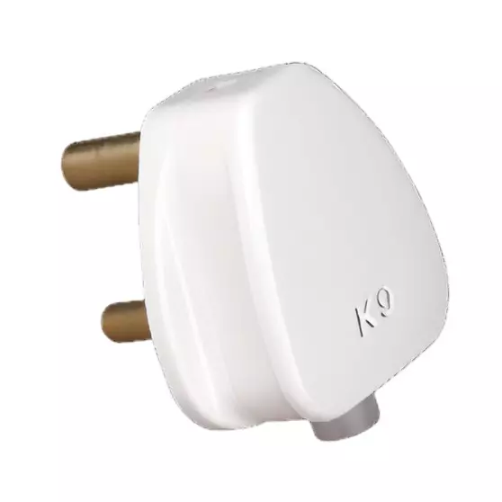 K9 Euro Rolta 3 Pin Top Plug 6 Amp White, 9098 (Pack of 20)