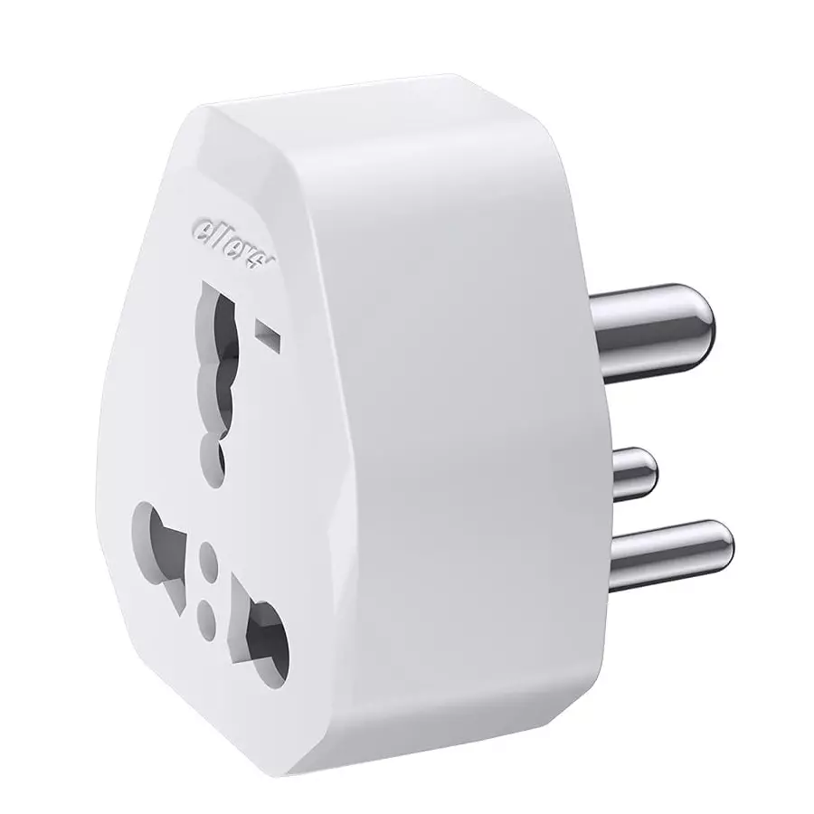 Elleys Zico 3 Pin Socket 6 A/13 A Current Type D Plug Adapter White