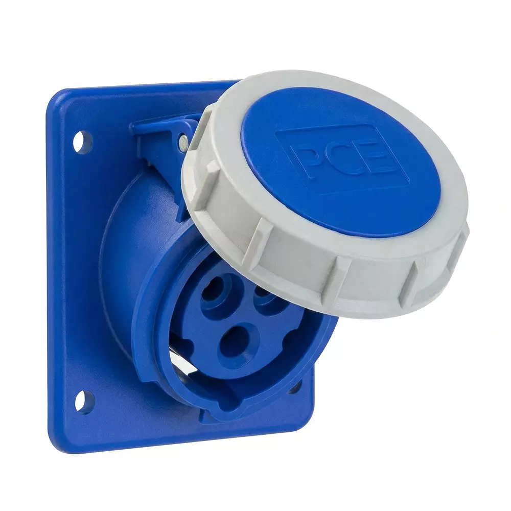 Hensel Insulated Plug Panel Mounting Socket Angled Watertight 16 Amp 3P + E, 4142-6f8 (Pack of 10)