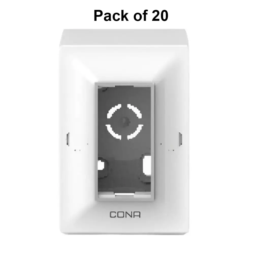 Cona Surfy Modular Surface Gang Box White 1 Module, SB 1101 (Pack of 20)