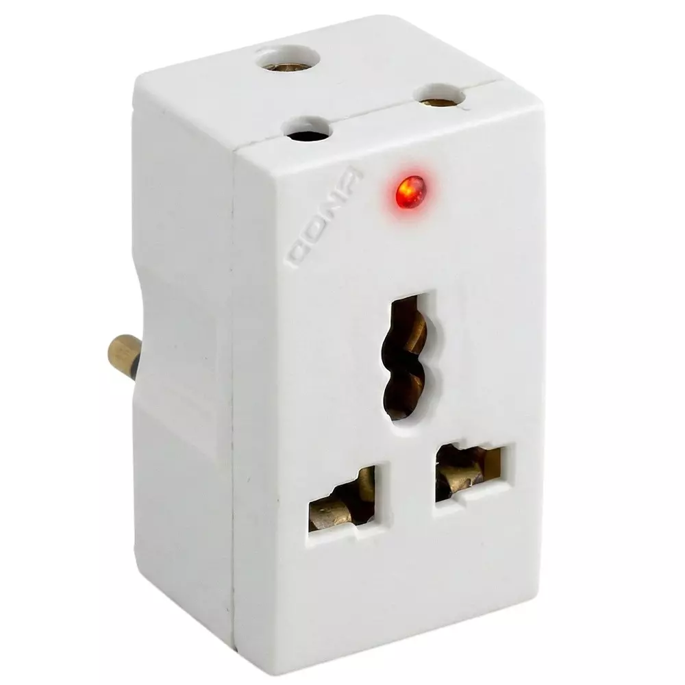 Cona MultiPlug Unbrekable (With Socket & Indicator) Gold White, UB-2071 (Pack of 10 Pcs)