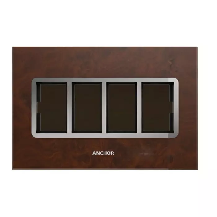 Anchor Penta XENA Plate PVC Plastic Brown Mahogany 4 Module for Industrial and Home Use, 65904ABR