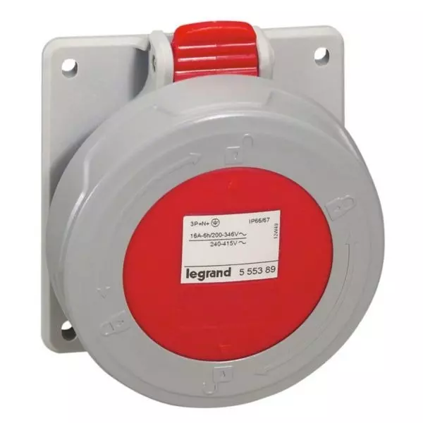 Legrand P17 Tempra Pro Series 16 A 380-415 V Panel Mounting Socket 3P+N+E Plastic Housing IP66/67, 5553 89