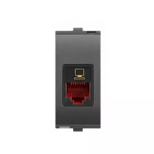 Goldmedal Nixon Single Port Cat 6e EDP Socket Outlet RJ45 Wall Mount / Flush Mount Titanium Grey 1 Module, 101474