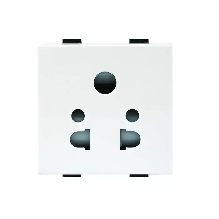 Anchor Roma Plus Series Multi Socket 10 A Current Rating 2 Module Polycarbonate Material White Color, 289325 (Pack of 10 Pcs)