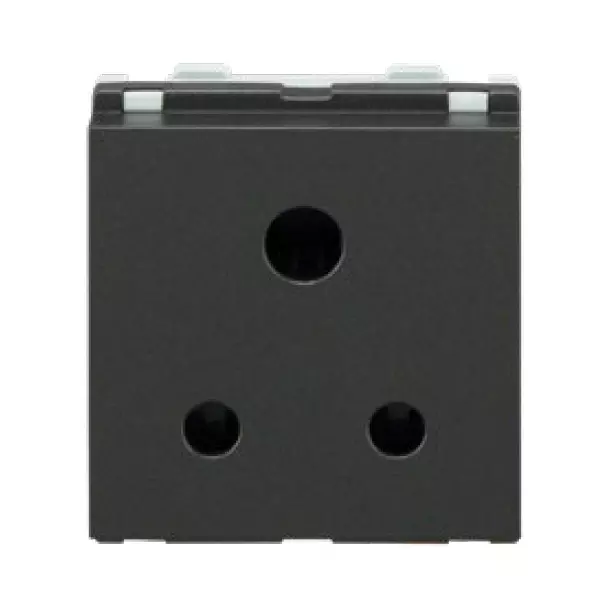 L&T [ Lauritz Knudsen ] Entice Socket Charcoal Grey Color 2 Module 3 Pin 6 Amp Current, CB91602CG06