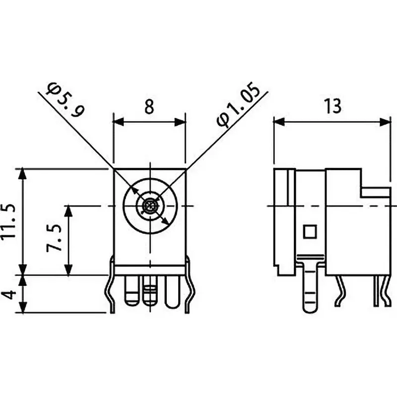 MARUSHIN ELECTRIC DC Plug Jack DC13.5 V Rated Voltage angle 2 Amp Rated Current, M04-700D1