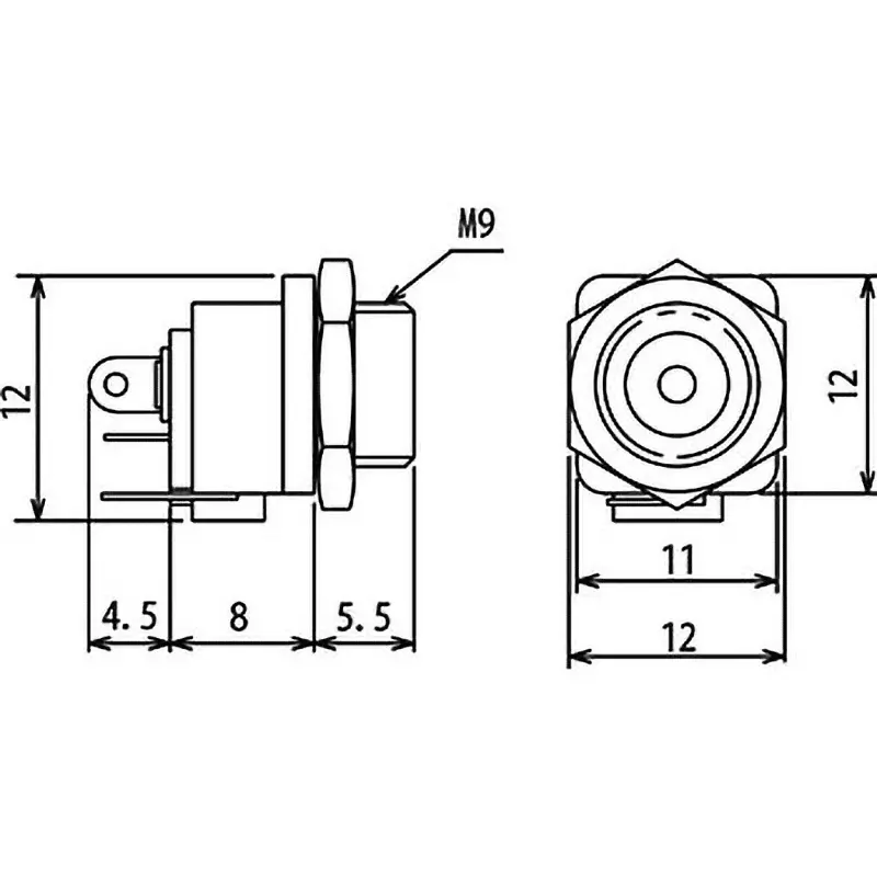 MARUSHIN ELECTRIC DC Plug Jack DC10.5 V Rated Voltage Straight 2 Amp Rated Current, MJ-43A (Pack of 10)