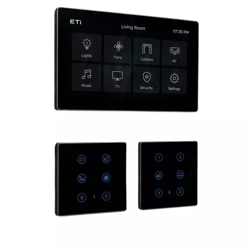 ETI Complete Home Automation Panel Single Phase Black Wall Mounted 0°C to +45°C Operating Temperature Range for Home, Office