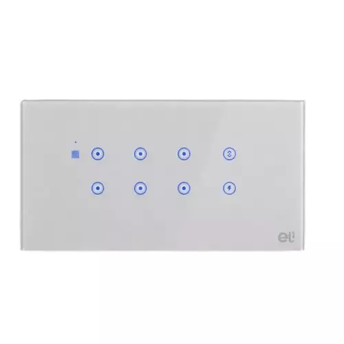 ETI Smart Touch Switch Panel with Universal Socket Single Phase 10 A Current Rectangular Shape White Wall Mounted for Home, Office