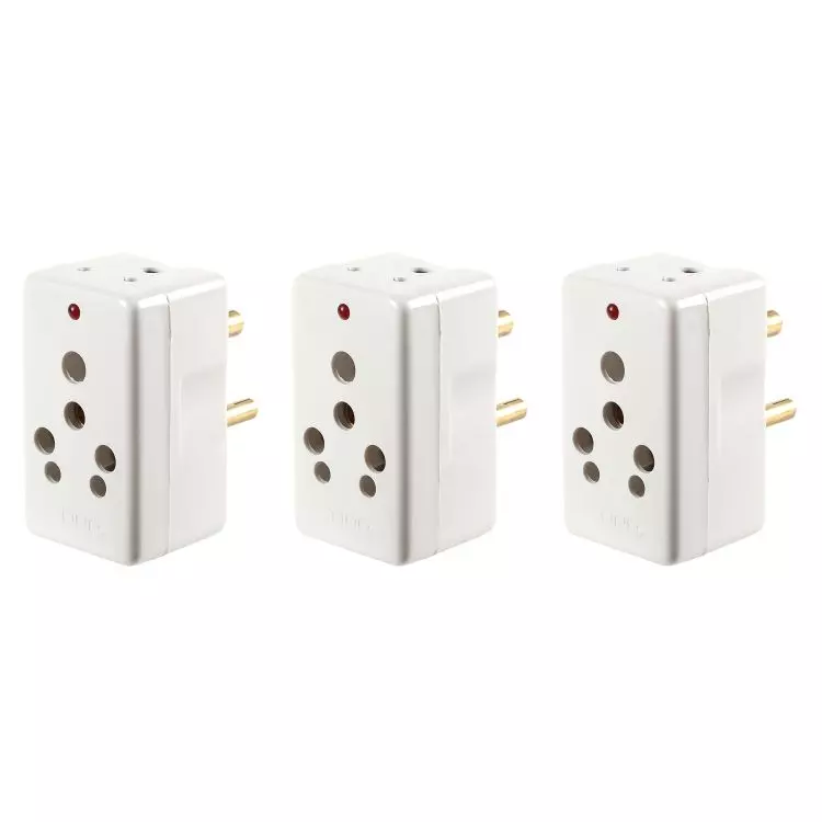 Cona 2076 6/16A White 3 Pin Multi-plug Pack of 3