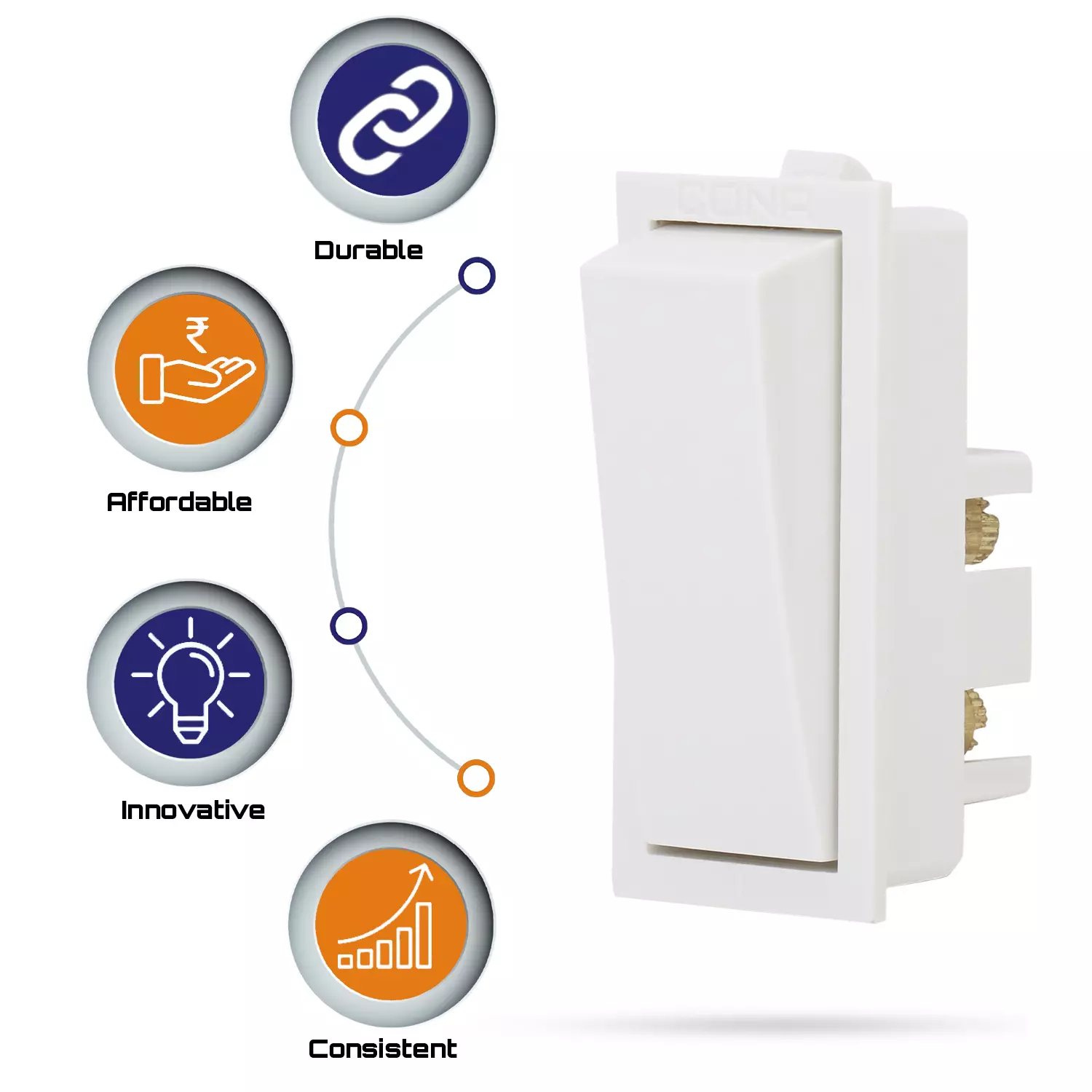 Buy Cona 1 Way Switch 6 Ampere, White Online in India at Best Prices