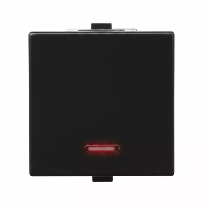 Anchor Roma Plus Switch With LED Indicator 1 Way 10 AX Current Rating 2 Module 100 W SBL Load Capacity Black for Homes, Offices & Commercial Use, 279203