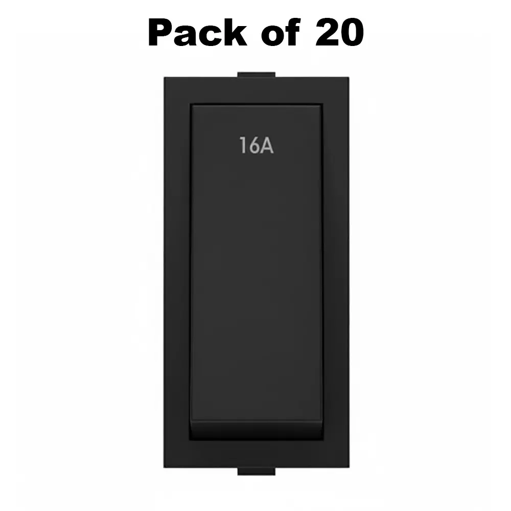 K9 Euro Switch 1 Way 1 Module 6 Amp Black, 9019 (Pack of 20)