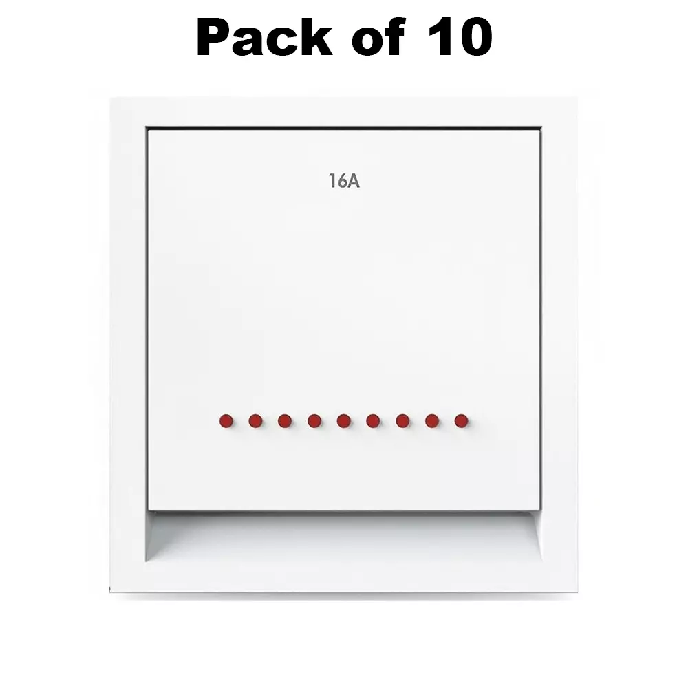 K9 Benz Switch With Indicator 1 Way 2 Module 20 Amp White, 9613 (Pack of 10)