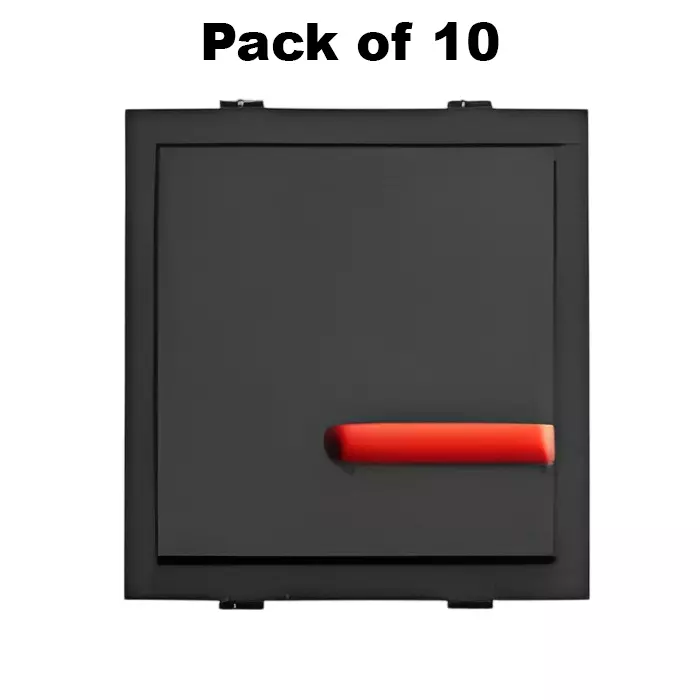 K9 Euro Switch With Indicator 1 Way 2 Module 20 Amp Black, 9024 (Pack of 10)