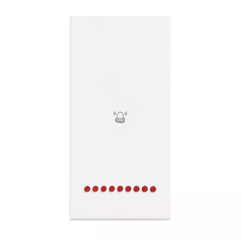 K9 Evoq Arc Bell Push Switch With Indicator 6 Amp 1 Module White, 9355 (Pack of 20)