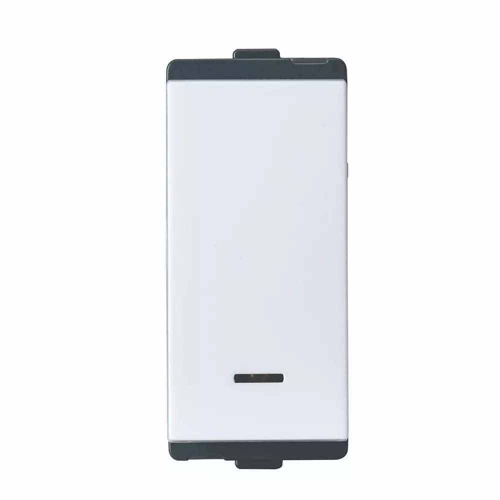 L&T [ Lauritz Knudsen ] Englaze Soft Feel Switch With Indicator Snow White Color 1 Module 1 Way 16 Amp Current, CB92801SW16