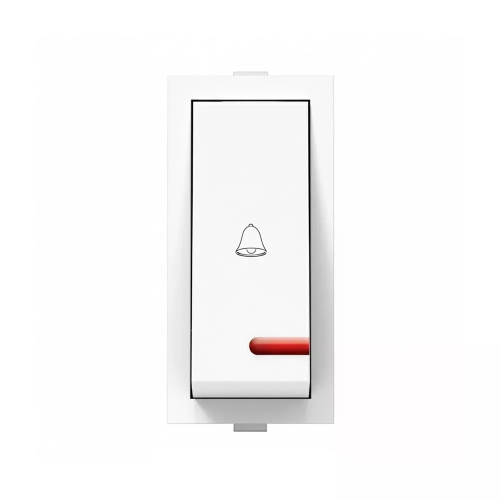K9 Deluxe Bell Push Switch With Indicator 1 Module 6 Amp White, 9018 (Pack of 20)