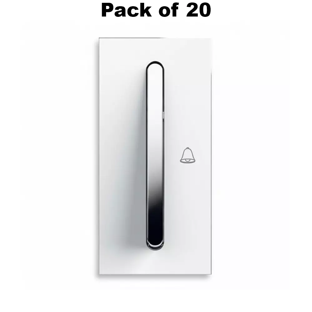 K9 Sleek Bell Push Switch 1 Module 6 Amp White, 9623 (Pack of 20)