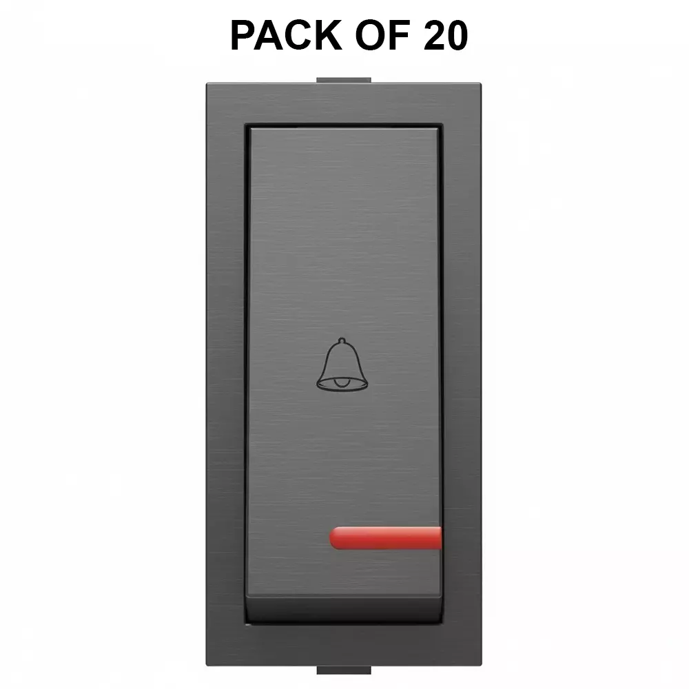 K9 Rocker Bell Push Switch With Indicator 1 Module 6 Amp Grey, 9114 (Pack of 20)