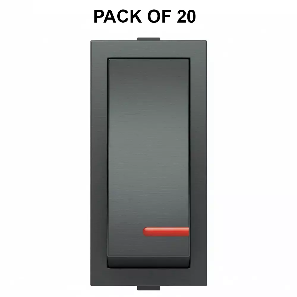 K9 Rocker Switch With Indicator 1 Way 1 Module 20 Amp Grey, 9117 (Pack of 20)