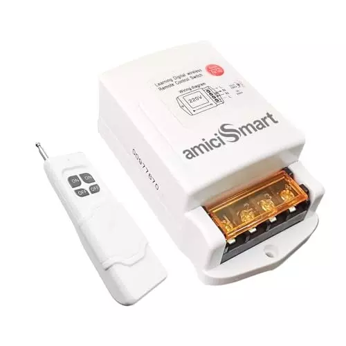 amiciSmart Wireless Remote Controlled Electrical Switch 220 V 3.5 kW 1km Range for Pump Tubewell Motors, 1xREMOTE-5KM-N
