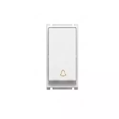 Goldmedal Air Aero Bell Push Switch 240 V Absolute White 10 A Current 1 Module for Commecial and Industrial Use, 181004