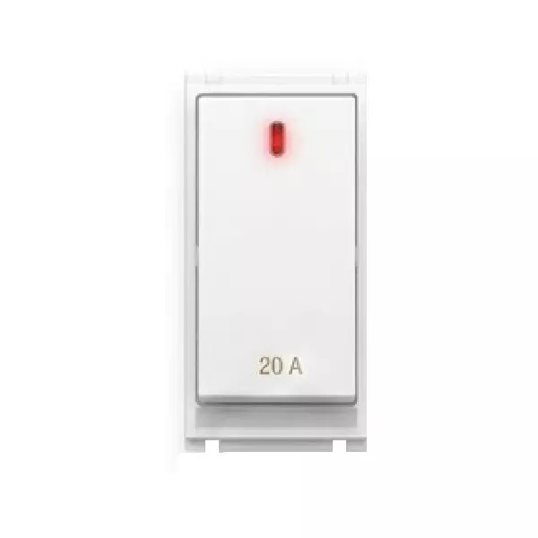 Goldmedal Air Aero Switch with LED Indicator 240 V Absolute White 20 A Current 1 Module for Commecial and Industrial Use, 181021