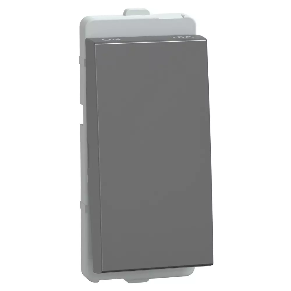 Schneider Electric Livia Series 1 Way Switch 16 A Current 1 Module 240 V AC Operational Voltage & Pristine Grey Color, P1101_PG_NP