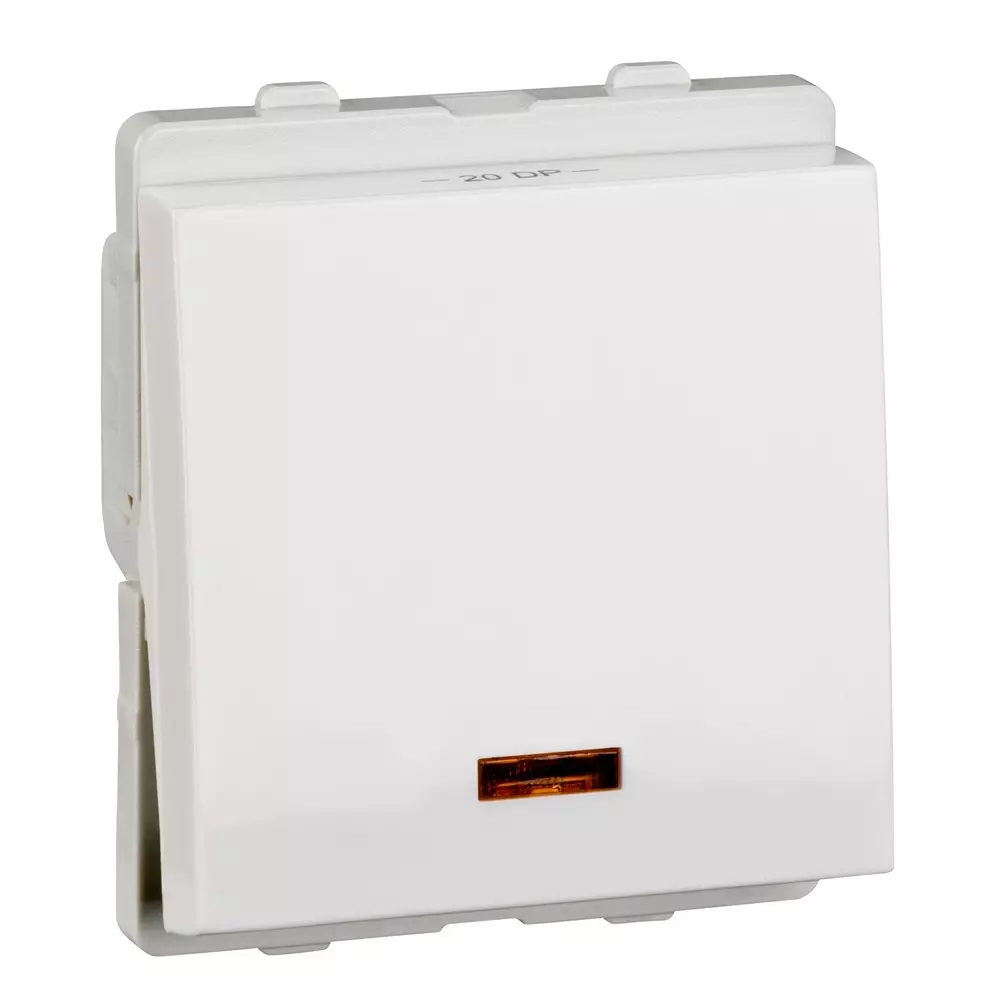 Schneider Electric Livia Series 1 Way Switch 20 A Current 2 Module 240 V AC Operational Voltage & White Color, P1120_N