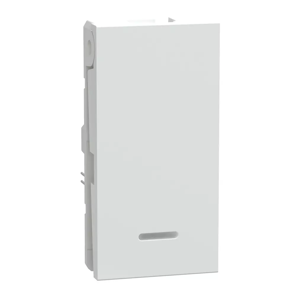 Schneider Electric Unica Pure+ Series Switch With Indicator Polar White 1 Module 240 V AC Operational Voltage and 6 A Rated Current, UN6FSW1W1M_WE