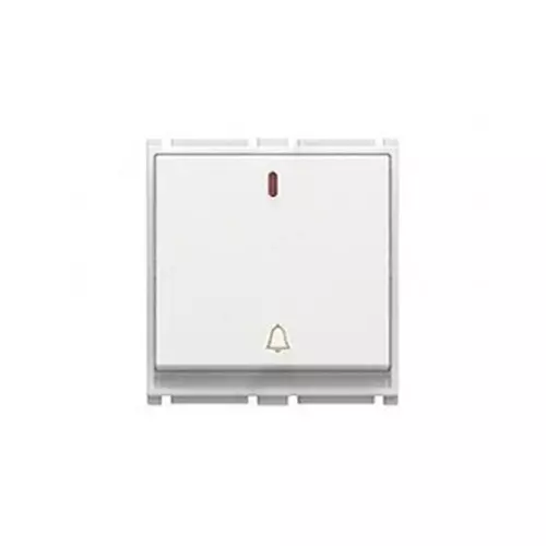 Goldmedal Air Aero Bell Push Switch with LED Indicator 240 V Absolute White 10 A Current 2 Module for Commecial and Industrial Use, 182014