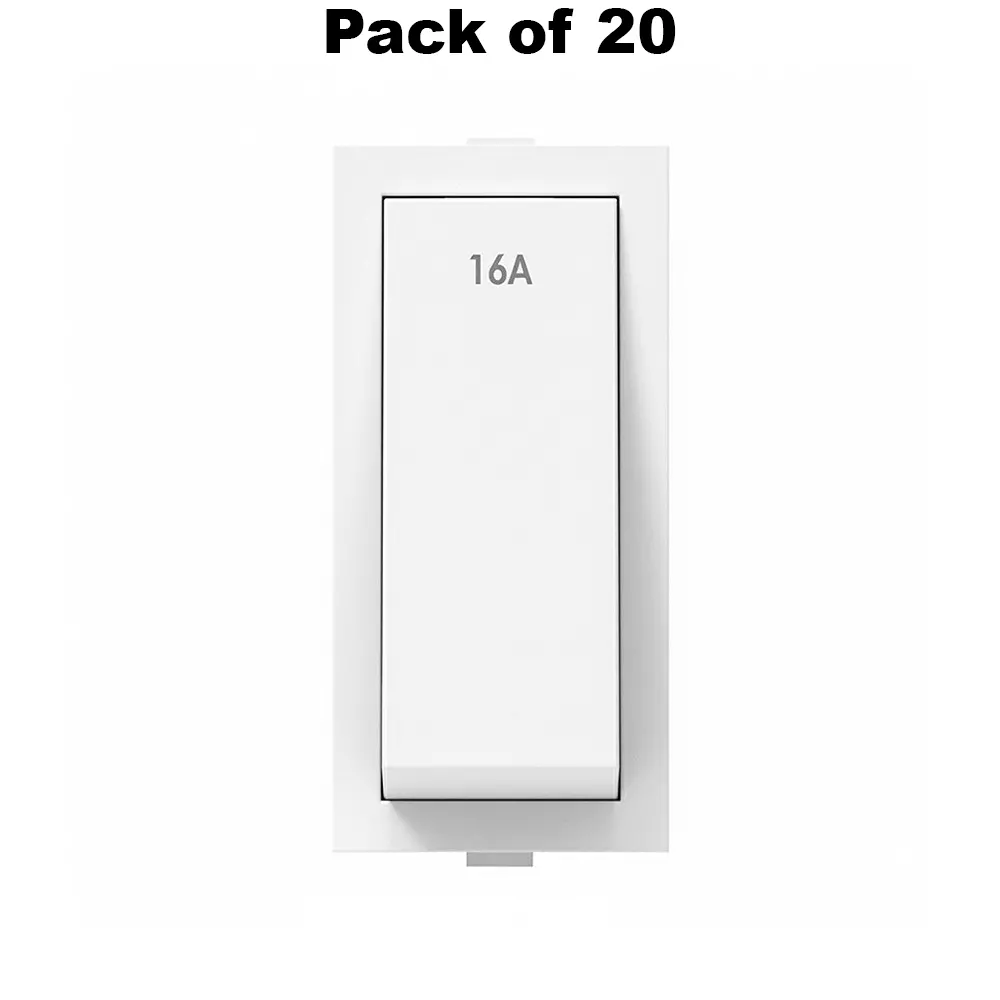 K9 Euro Switch 1 Way 1 Module 6 Amp White, 9019 (Pack of 20)