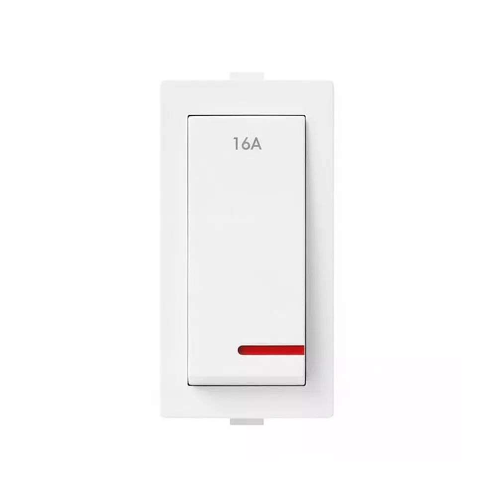 K9 Euro Switch With Indicator 1 Way 1 Module 6 Amp White, 9021 (Pack of 20)