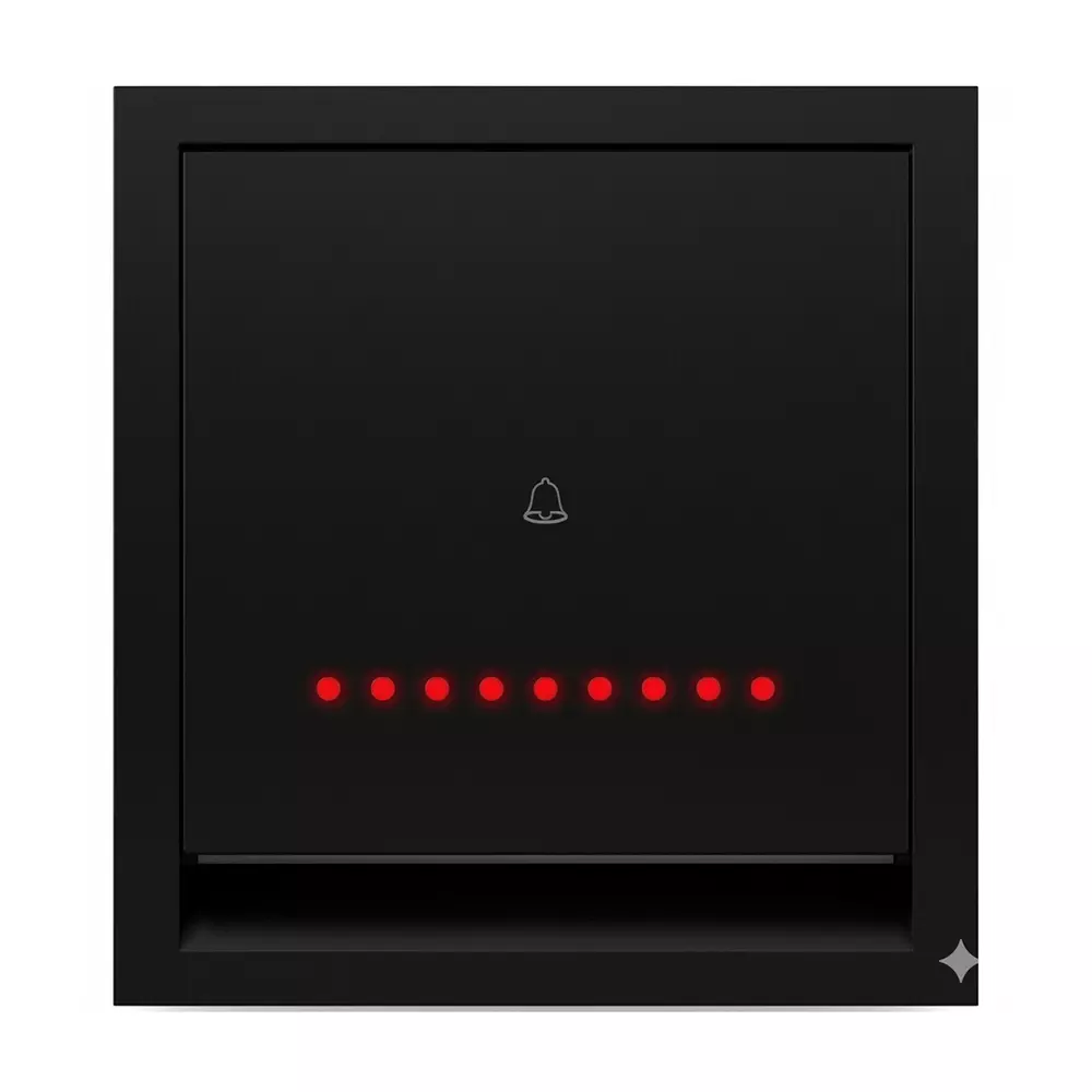 K9 Benz Bell Push Switch With Indicator 2 Module 6 Amp Black, 9608 (Pack of 10)