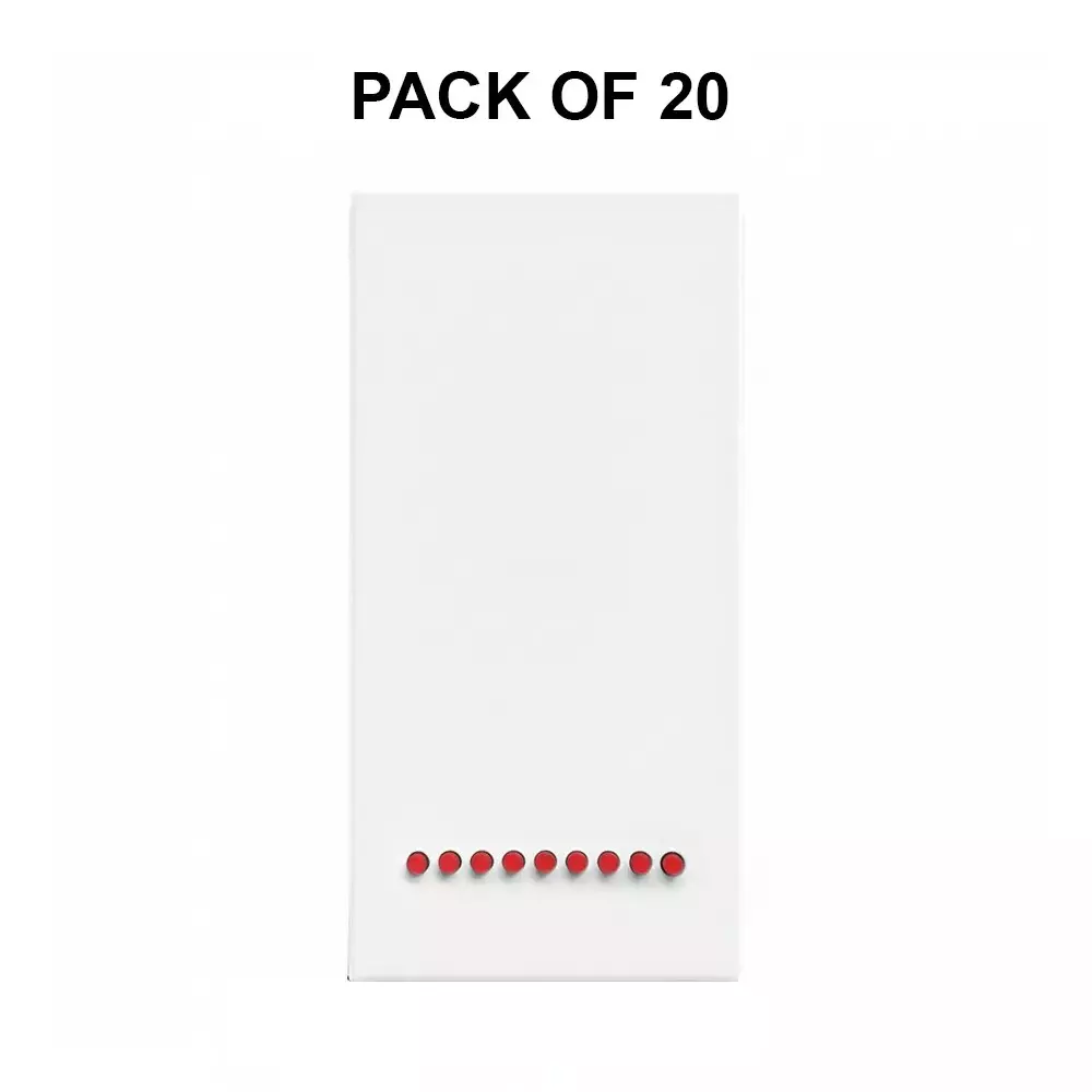 K9 Evoq Tango Switch With Indicator 1 Way 20 Amp 1 Module White, 9213 (Pack of 20)