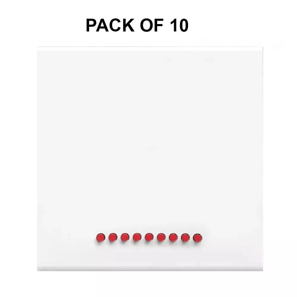 K9 Evoq Tango Switch With Indicator Double Pole 32 Amp 2 Module White, 9216 (Pack of 10)