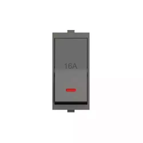 Cona Rise Switch with Indicator Olive Pro Grey 16 Amp 1 Way, MR-108 (Pack of 20 Pcs)