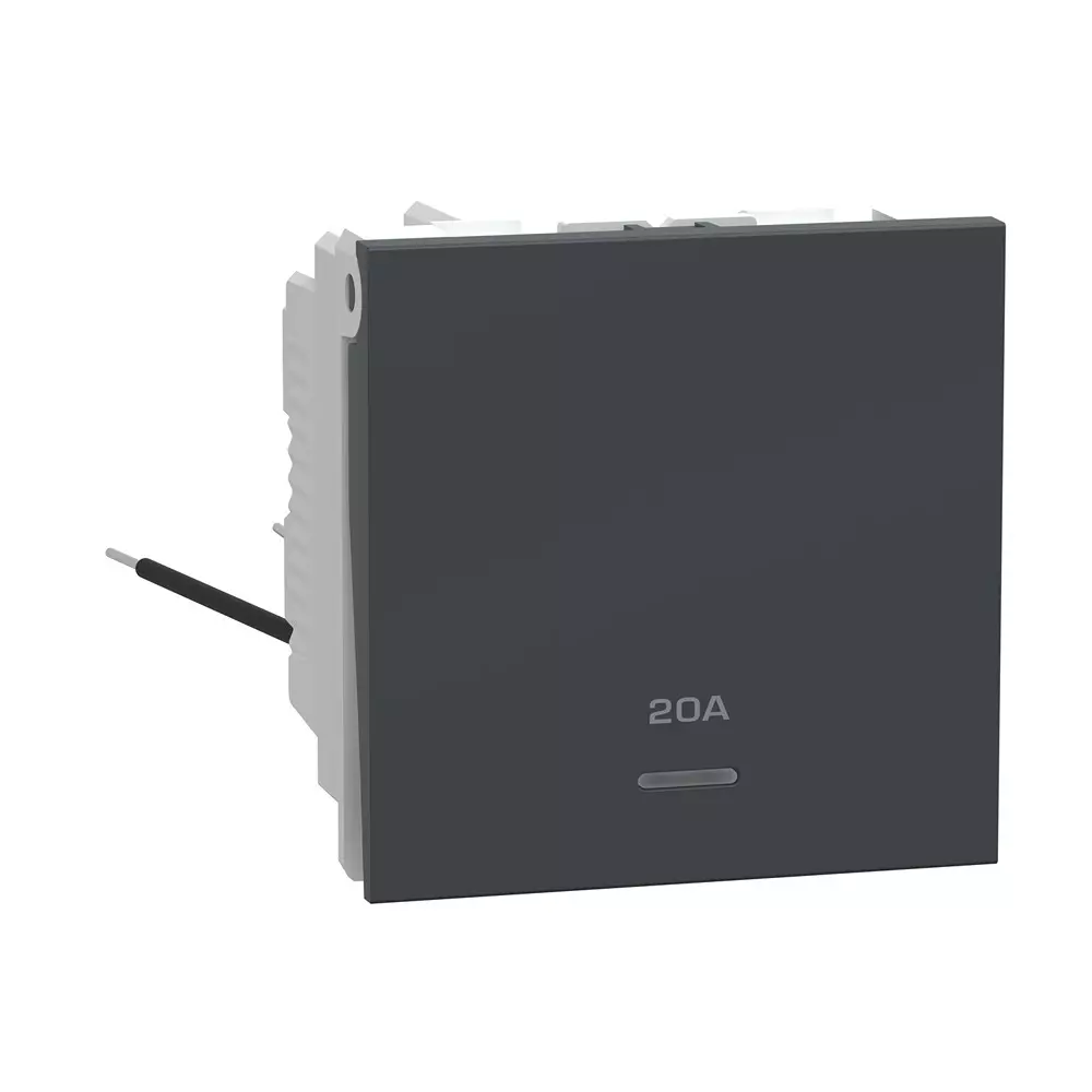 Schneider Electric Unica Pure+ Series Switch With Indicator Volcanic Grey 2 Modules 240 V AC Operational Voltage and 20 A Rated Current, UN20FDPSW2M_GY