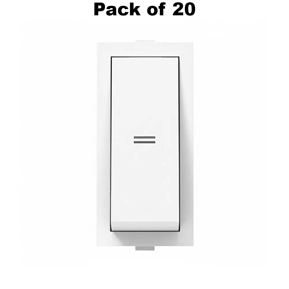 K9 Euro Switch 2 Way 1 Module 6 Amp White, 9002 (Pack of 20)