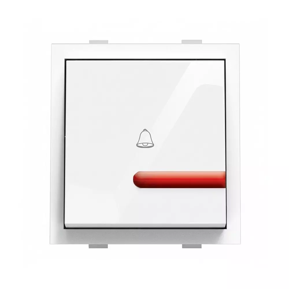 K9 Deluxe Bell Push Switch With Indicator 2 Module 6 Amp White, 9011D (Pack of 10)