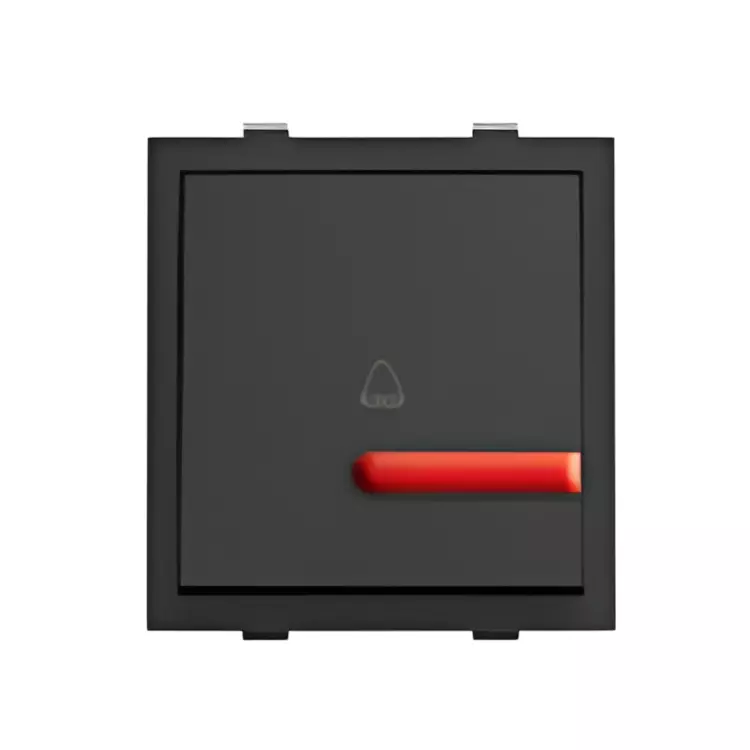 K9 Euro Bell Push Switch With Indicator 2 Module 6 Amp Black, 9011 (Pack of 10)