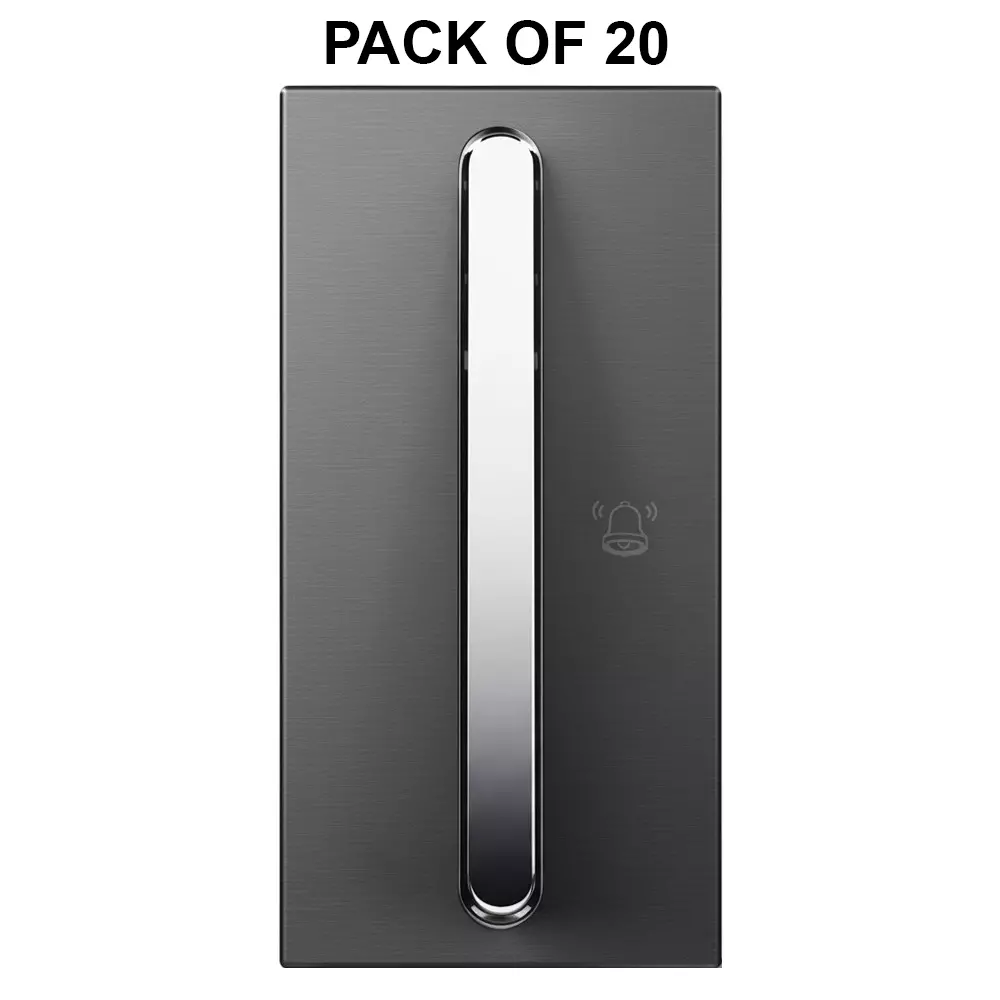 K9 Evoq Slim Bell Push Switch 6 Amp 1 Module Grey, 9424 (Pack of 20)