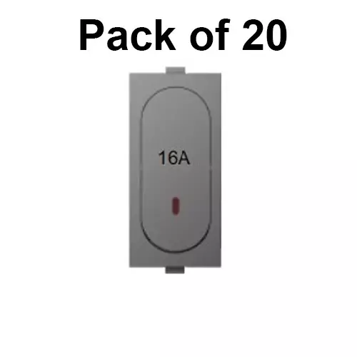 Cona Oval Switch with Indicator Olive Grey 16 Amp 1 Way, MO-108 (Pack of 20 Pcs)